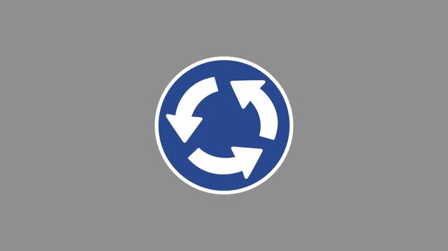 Roundabout Traffic Sign Icon, Circular Direction and Road Navigation Symbol
