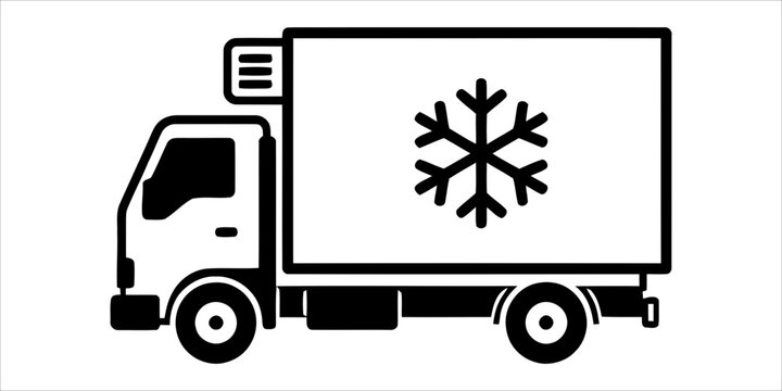 Refrigerated cargo delivery truck icon with snowflake symbol transport delivery