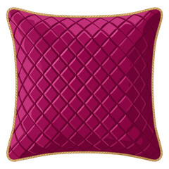 Naklejka premium Decorative square magenta pillow with quilted diamond pattern