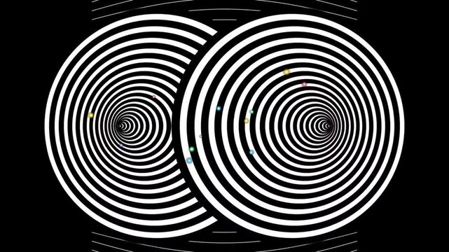 Monochromatic Op Art Twin Tunnel Motion Graphics Background