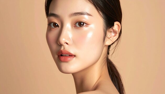 透明感あふれる美容と明るく健康的な肌 / Japanese Young Woman Porcelain Skin &mdash; Luminous Whitening Glow, Flawless Translucent Complexion, Natural Makeup, Skin Brightening Beauty Commercial, Ultra-Realistic Cinematic, Half