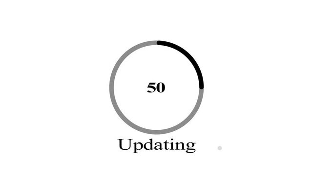 System updating bar animation on black background with 100%. Upgrade System Sign, Update Process Completed, Refresh Button, Operating system upgrade concept, 4K animation on white background.