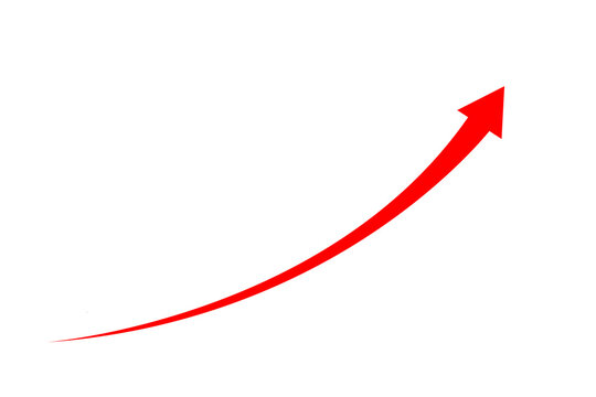 red curve arrow icon on transparent background. flat style. arrow icon for your web site design, logo, app, UI. arrow indicated the direction symbol. red curved arrow sign