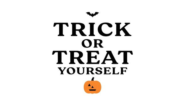 Trick or treat yourself halloween typography with jack o lantern illustration