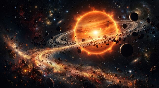 Fiery Solar Eclipse Sun in Deep Space