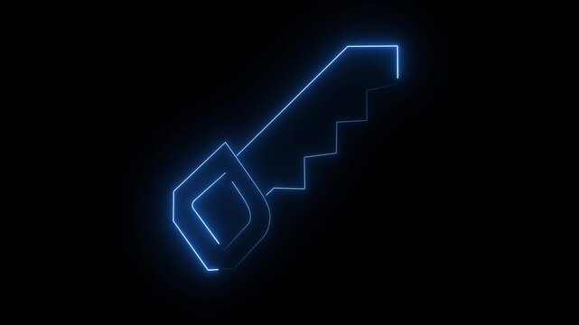 Blue neon key and staircase abstract vector design