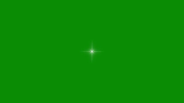 Glowing star effect animation in 4k loop displaying sparkling golden dust and twinkling light rays on a dark green screen background for festive abstract project overlays.