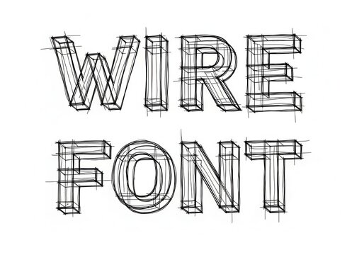 Wireframe Font Text Design With Hand Drawn Geometric Letter Structure