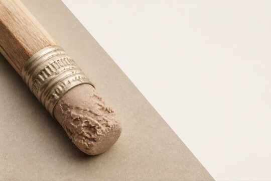 Soft beige eraser on pencil with clean copy space and minimal layout