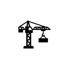 Construction crane lifting a heavy load during daytime isolated on transparent background © MdAbulBasar