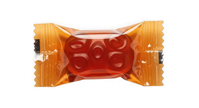 Festive chocolate candy bar with foil wrapper unwrapped. Golden wrapped treat with red filling for holiday celebrations and gifting.