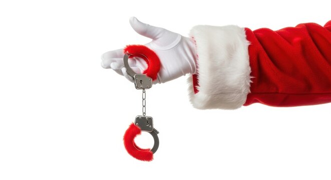 Santa Claus Hand Holding Red Christmas Ornament For Festive Holiday Decoration