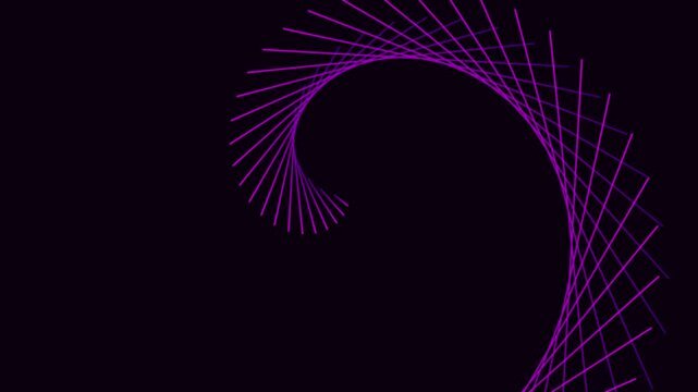 Abstract Glowing Neon Purple Fibonacci Spiral Motion Background Loop, Dynamic Geometric Swirl Line Wave for Math, Tech & VJ Visuals