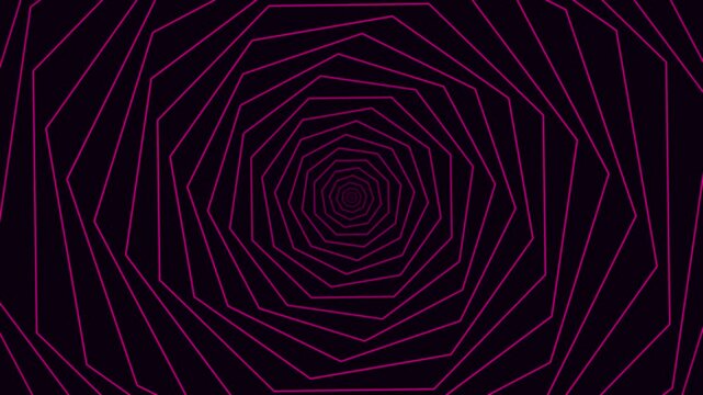 Abstract Pink Polygon Tunnel Motion Background Loop, Glowing Geometric Heptagon Vortex for Gaming, Cyberpunk & VJ Visuals