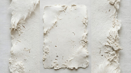 Naklejka premium Craftsmanship Concept Handmade Paper Sheet with Deckle Edge Isolated View on a transparent background