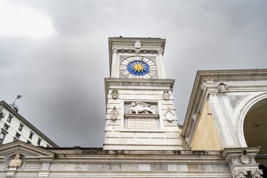 Clock tower on the main square Piazza della Libert&agrave;, Old Town, Udine, Friuli-Venezia Giulia, Italy