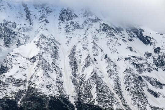 View of snowy mountains on the Grossglockner High Alpine Road in the Alps, Fusch, Salzburg, Austria
