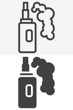 Vaporizer electric cigarette line solid style vector icon set