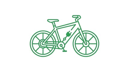 Fototapeta premium Minimalist Green Line Art Electric Bicycle Vector Logo Icon