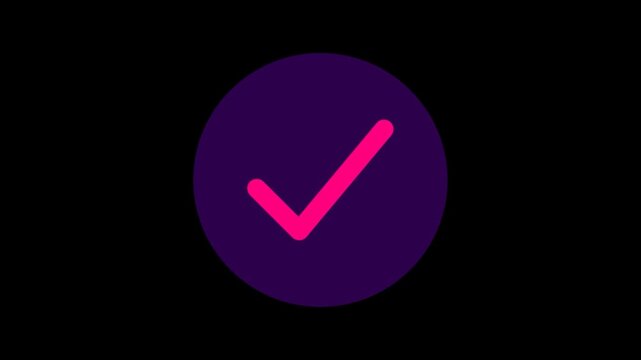 3D Red Check Mark Icon on Black Background for Approval, Yes, Success, Choice, Business, Voting and Web Interface Design