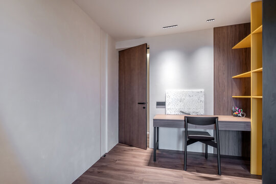 Interior of the modern luxure room and  work area  in studio apartments in minimalistic style
