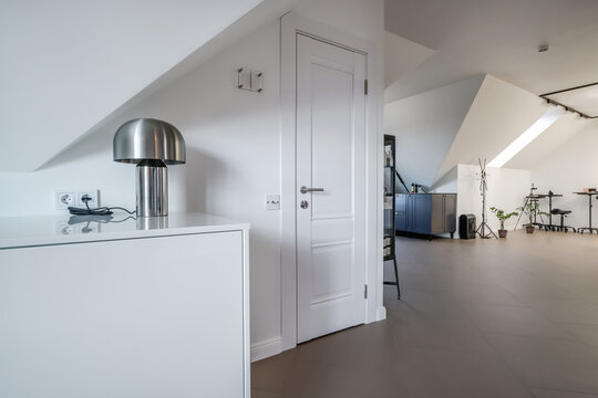 Interior of the modern luxure room and  work area  in studio apartments in minimalistic style