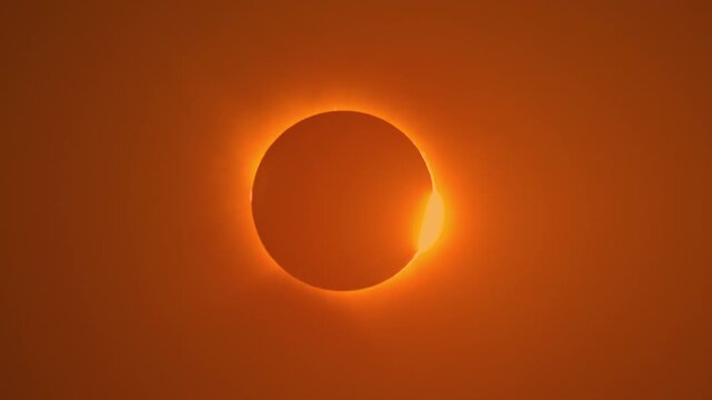Total solar eclipse totality and corona telescope view, Spain 2026. High quality 4k footage