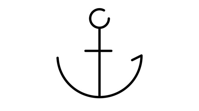 A minimalist black outline drawing of a classic anchor symbol on a plain white background, representing stability and maritime themes.