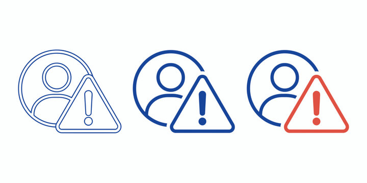 Three stages of warning sign evolution from line art to filled color design