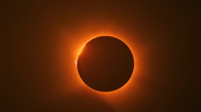 Total solar eclipse totality and corona telescope view, Spain 2026. High quality 4k footage