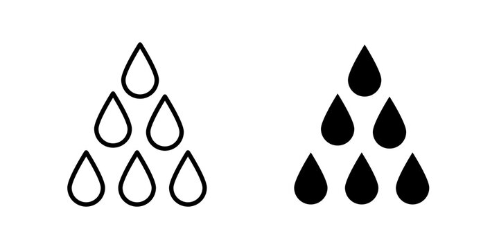 Raindrops icon lineart symbol pack