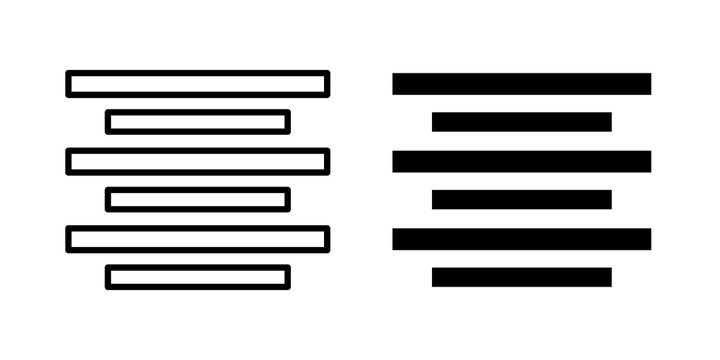 Align center icon lineart symbol pack