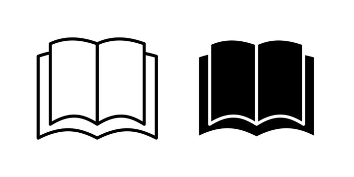 Open textbook icon lineart symbol pack