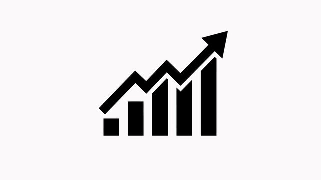 Growing bar chart graph with upward arrow animation, business success vector motion graphic