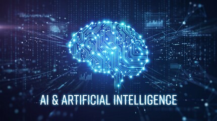 Fototapeta premium Human Brain Scan with Binary Code, Global Digital Network, Technology, Data, Internet and Communication Concept