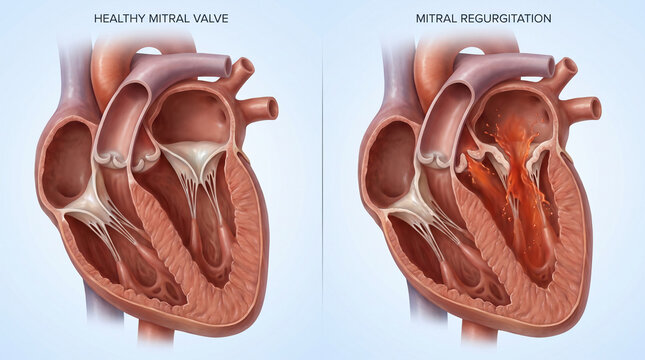 Healthy Mitral Valve vs Mitral Regurgitation