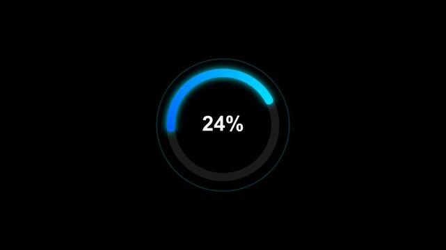 Digital progress indicator shows ninety-nine percent loading on a black background.