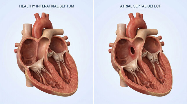 Healthy Heart and Atrial Septal Defect Comparison