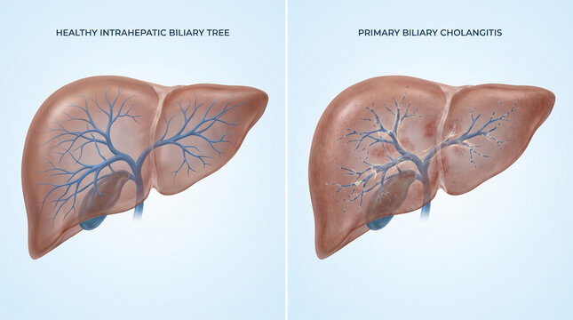 Healthy Biliary Tree and Primary Biliary Cholangitis