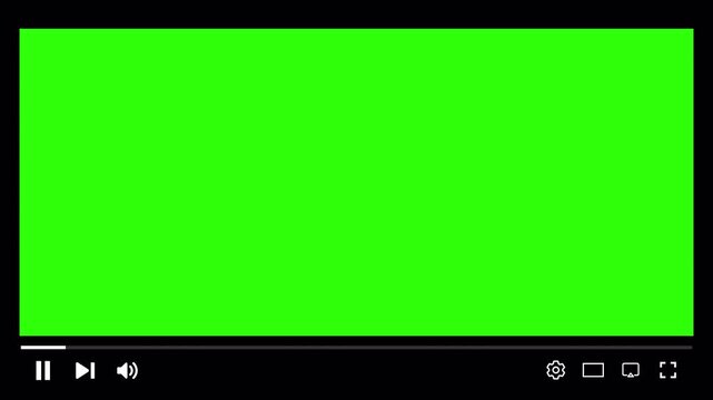 Video Player Overlay Animation on Transparent Background, Minimal Media Playback Control Interface with Play Pause Previous Next Buttons and Progress Bar, 4K Alpha Channel