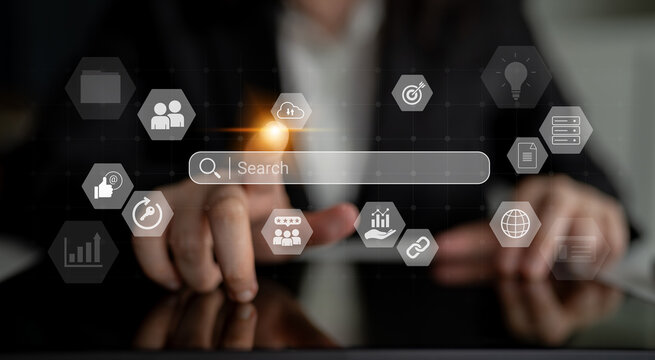 Search bar representing digital marketing, SEO analysis, and network data management Parse