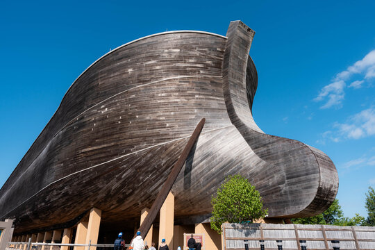 Entrance to the life-size replica of Noah's Ark at the Ark Encounter Museum, Williamstown, Kentucky, May 2026