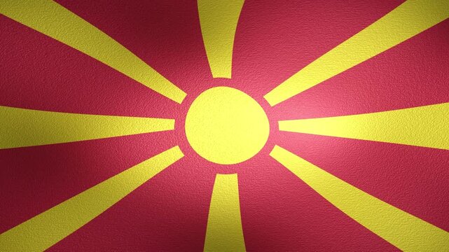 North Macedonia national flag waving in the wind