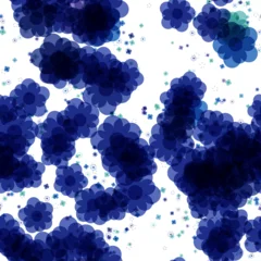 Nahtloses Muster in Blau und Türkis mit Kirschbluete und Klee © nico