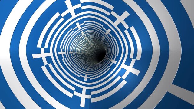 Greek national flag tunnel animation background
