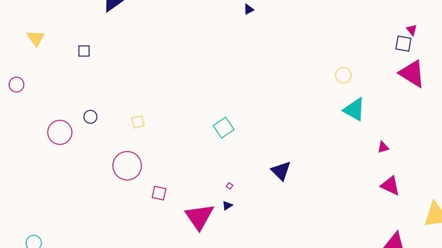 Abstract colorful geometric shapes floating motion background play playful animated pattern loop