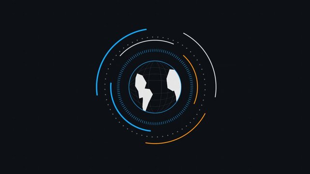 Abstract digital planet earth revolving UI HUD motion graphic background.