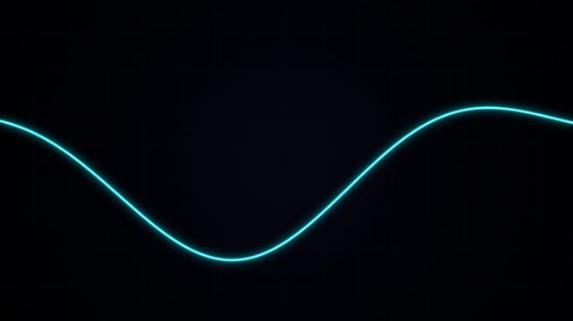 A luminous blue wave pulsates against a stark black background.