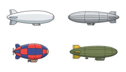 Airship vector set featuring vintage blimps zeppelins and dirigibles isolated on white background stock illustration.svg © MstAirin