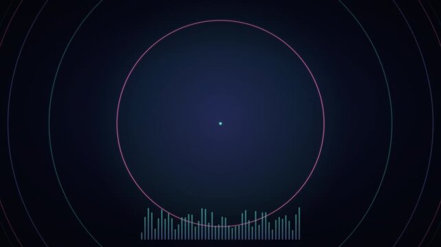 Abstract technological background with sound waves and concentric circles